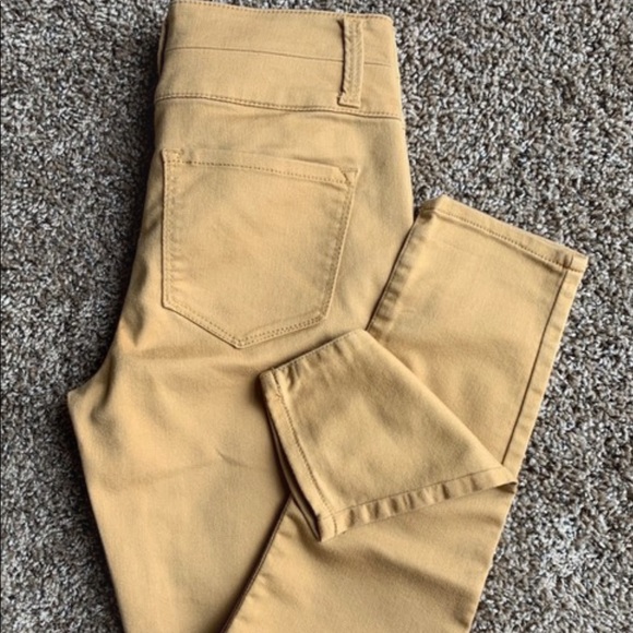 Size 1 High Waisted Gold/Mustard Skinny Pants - Picture 2 of 4